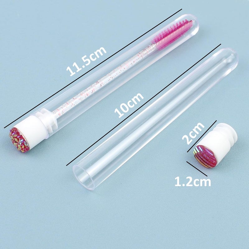 SenRocc 20 Sets Mascara Wand Tube Diamond Eyelash Spoolies Rose Mascara Brushes Lash Brush Makeup Tool Applicator Eyelash Brush Tubes Makeup Brush (4C-Rose) - Image 3